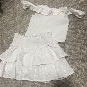 Wild Fable White Ruffled Two-Piece Smocked Outfit XXS/XS